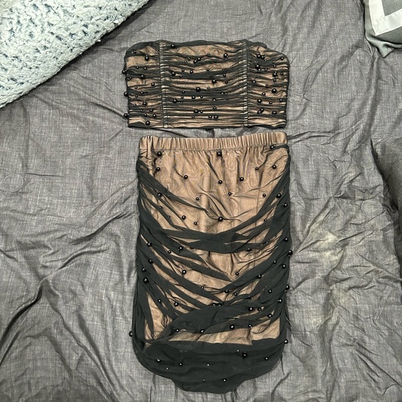 2 piece black and tan, pearled set. Perfect for Vegas! - Picture 3 of 6